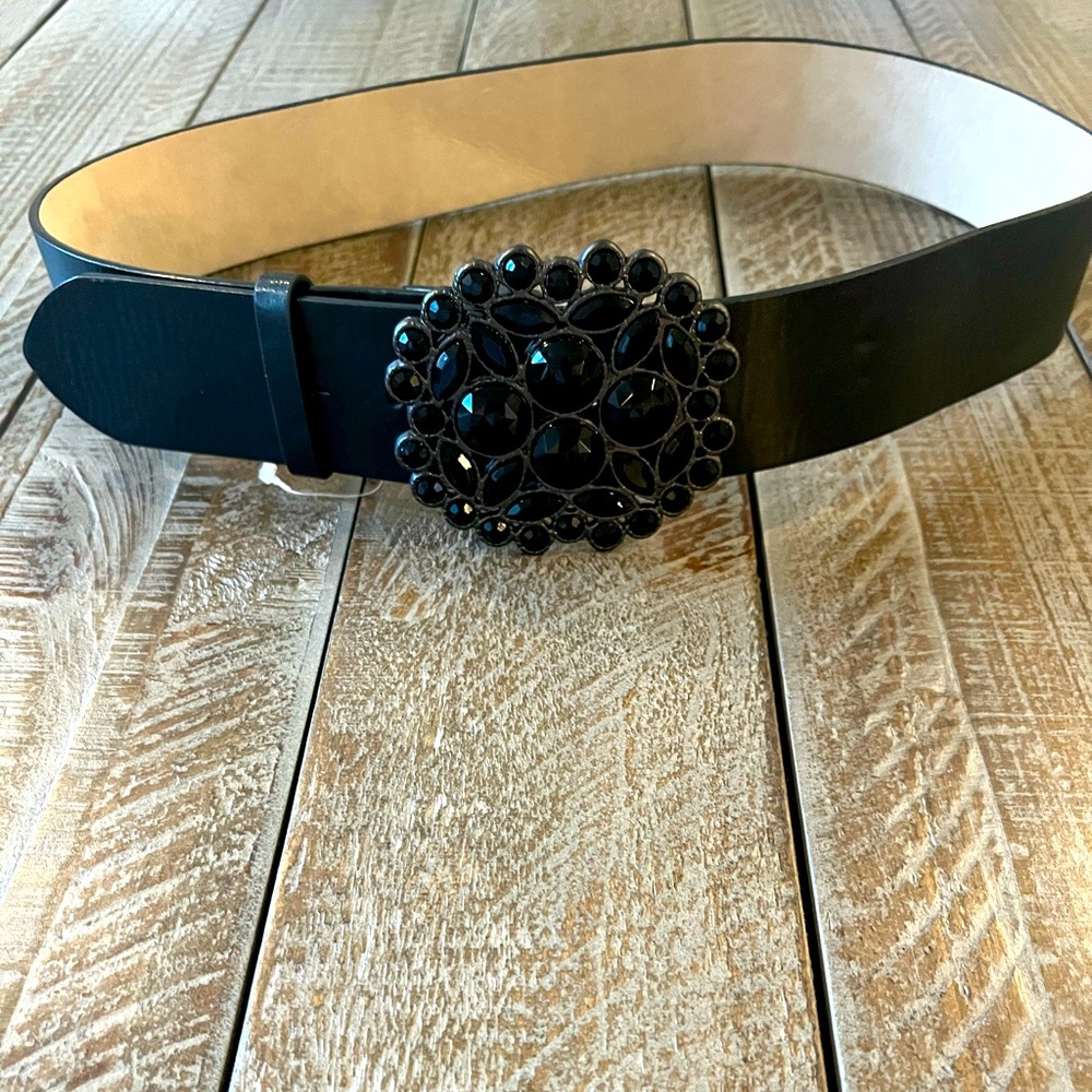 Embellished Belt in Black Jewel-Boutique